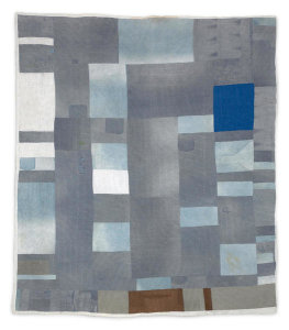 Lucy Mingo - Blocks and strips work-clothes quilt, 1959